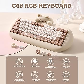i♡ Amazon.com: YUNZII C68 Wireless Mechanical Keyboard,65